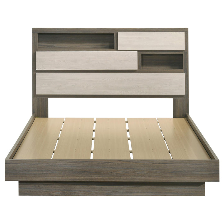 Fenwick Queen Bed Bookcase Headboard Grey Oak