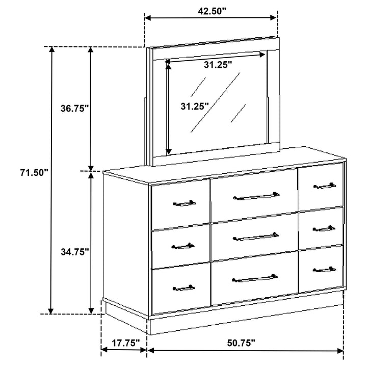 Fenwick 9-drawer Dresser with Mirror Grey Oak