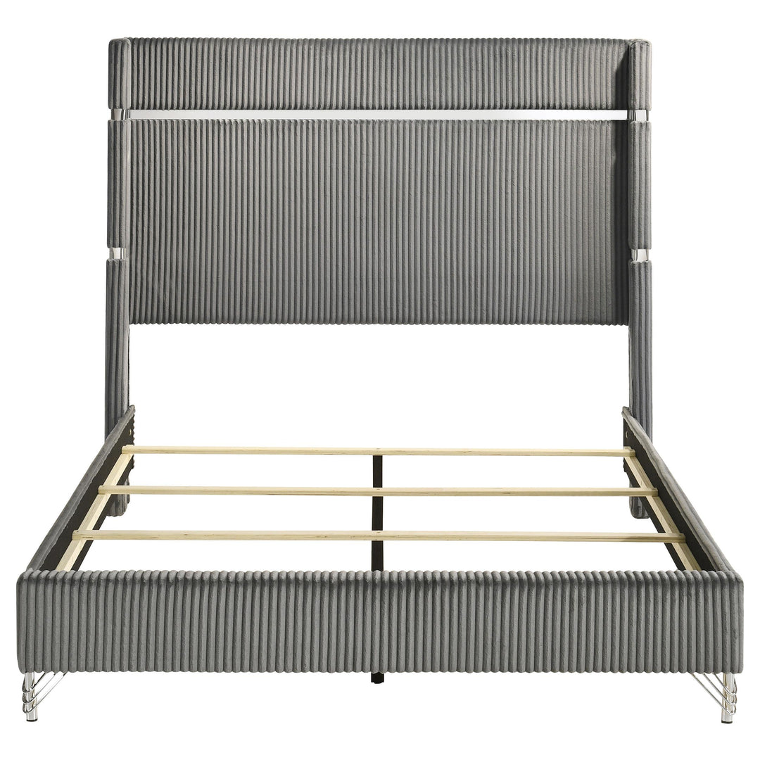 Lucia 61-inch Upholstered Queen Wingback Bed Grey