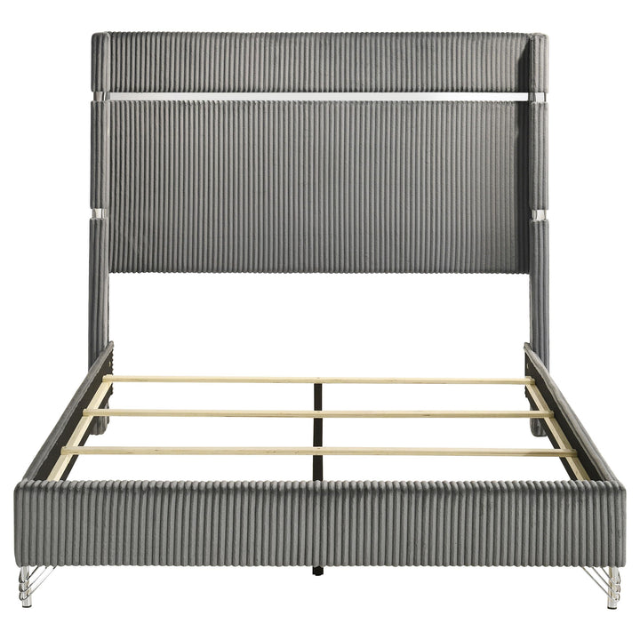 Lucia 61-inch Upholstered Queen Wingback Bed Grey