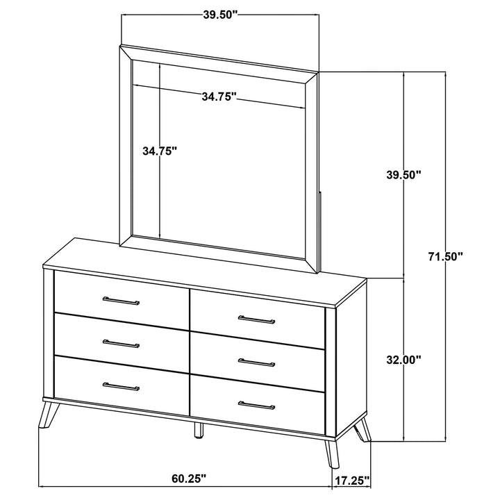 Kaywood 6-drawer Dresser and Mirror Natural Pine