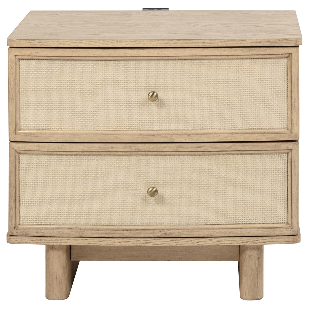 Kailani 2-drawer Nightstand Bedside Table Beige Oak