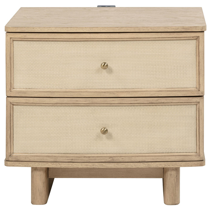 Kailani 2-drawer Nightstand Bedside Table Beige Oak