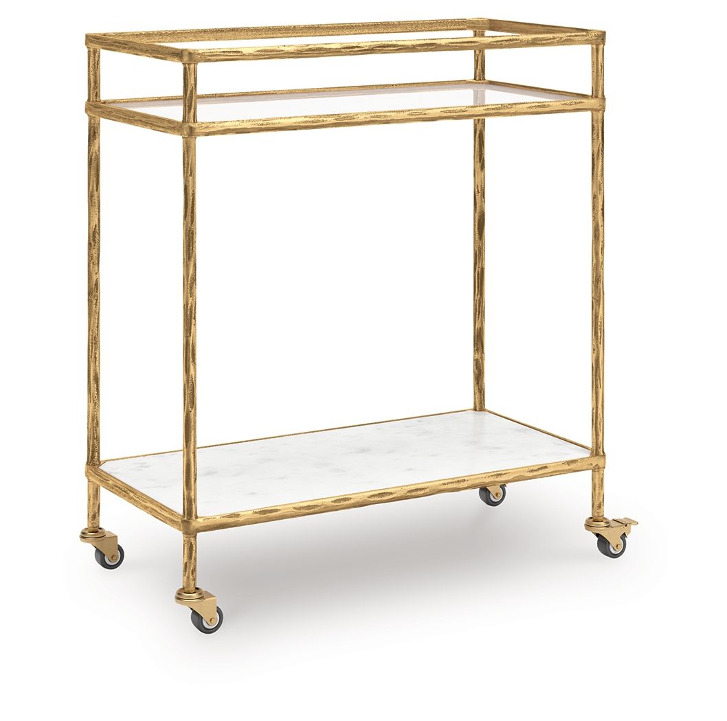 Plattfield - Bar Cart - Antique Gold Finish