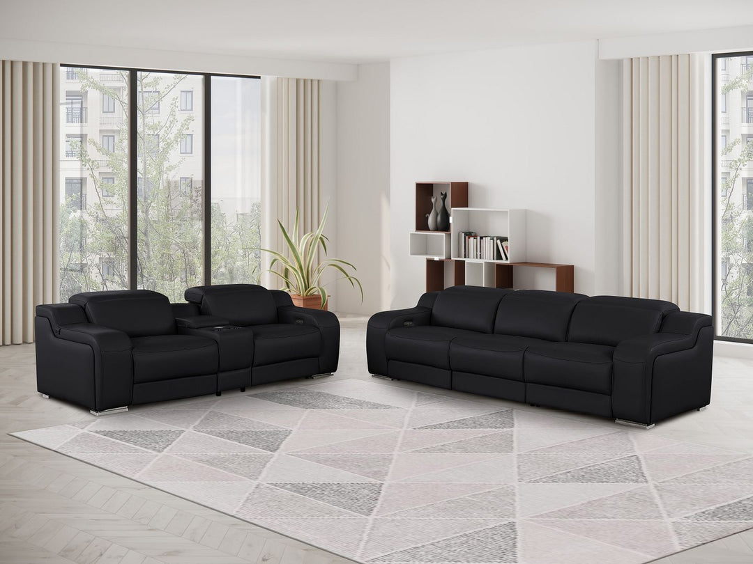 1116 - 6-Piece Modular Power Reclining Sofa And Console Loveseat Set In With 5 Power Recliners & Power Headrests
