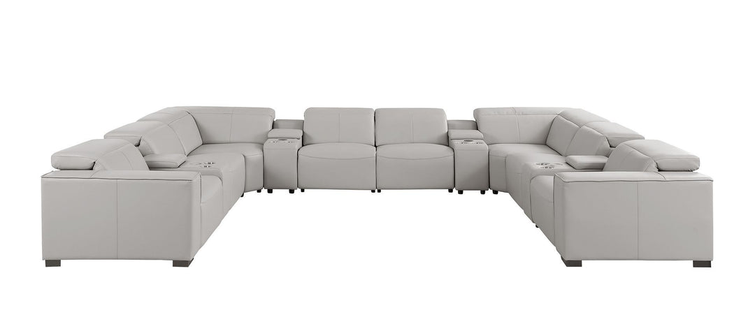 1208 - 12 Piece U Shaped Leather Sectional With 4 Power Recliners &amp; Power Headrest