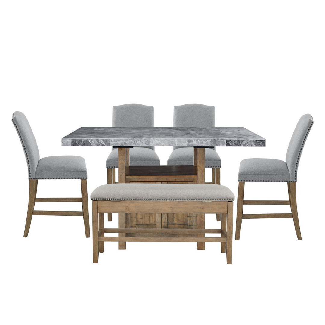 Grayson - Counter Dining Set - Distressed Wood Base