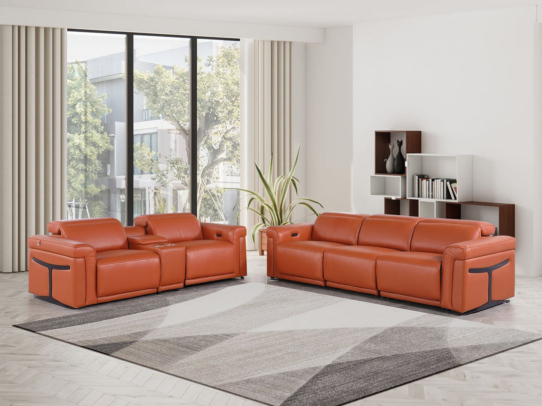 1126 - 6-Piece Modular Power Reclining Sofa And Console Loveseat Set In With 5 Power Recliners & Power Headrests