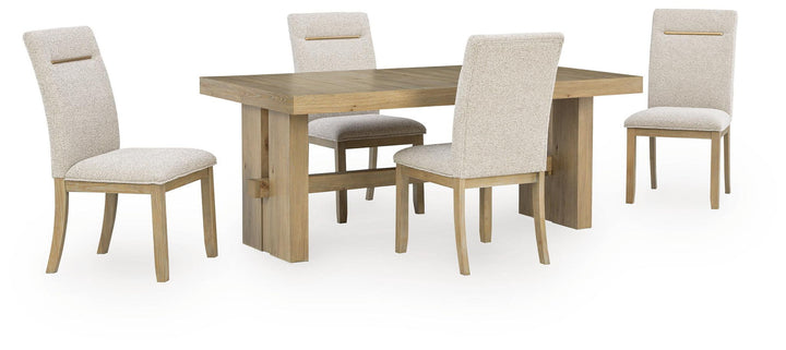 Lasinger - 5 Pc. - Dining Table And 4 Upholstered Side Chairs - Light Brown