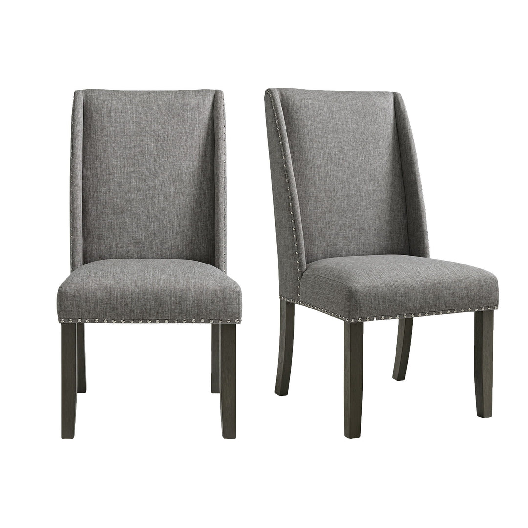Everdeen - Side Chair With Gray Fabric and Nail Heads (Set of 2) - Charcoal