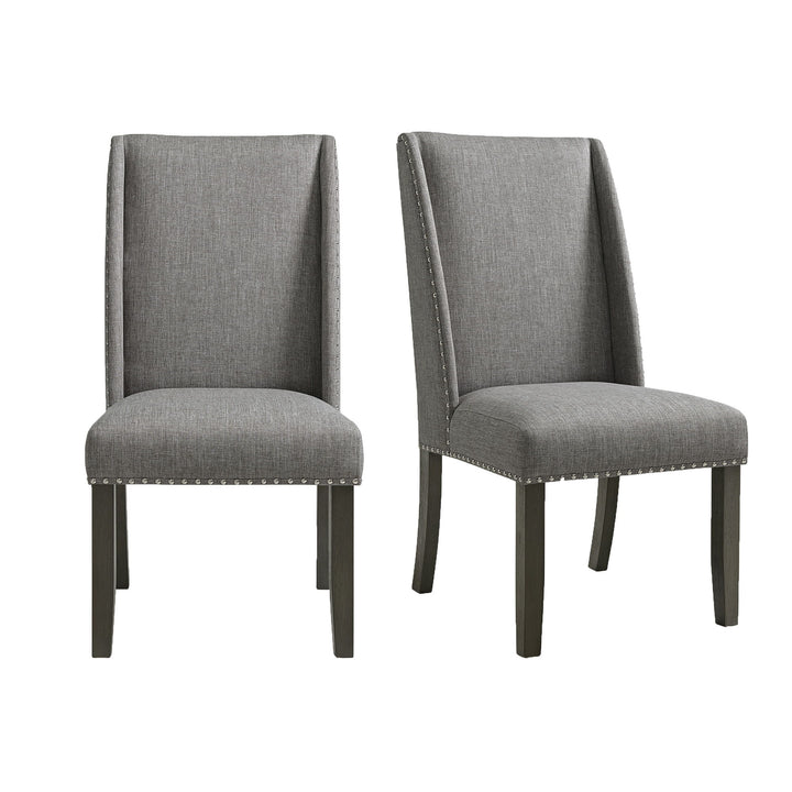 Everdeen - Side Chair With Gray Fabric and Nail Heads (Set of 2) - Charcoal