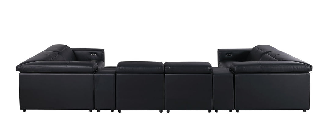 1208 - 8 Piece Modular Leather Sectional With 2 Power Recliners & Power Headrests