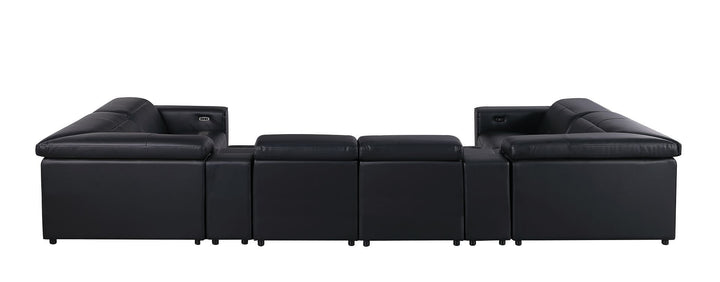 1208 - 8 Piece Modular Leather Sectional With 2 Power Recliners & Power Headrests