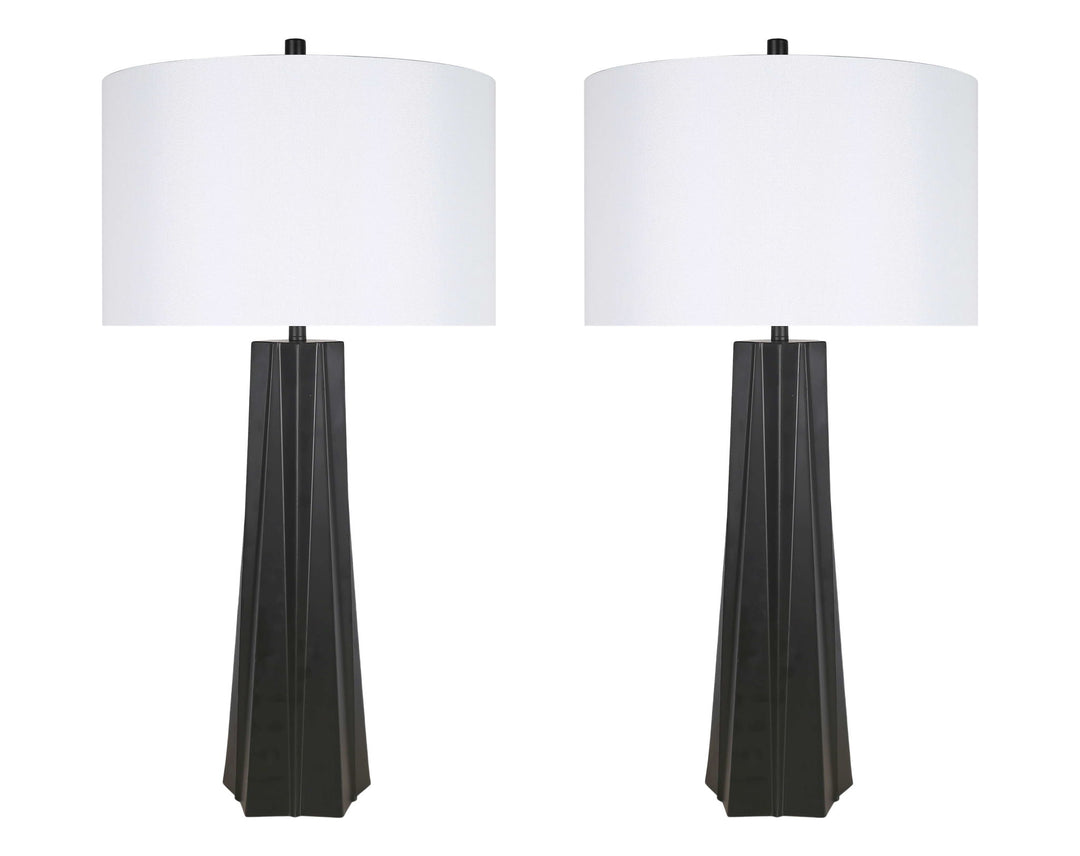 "Obsidian Glow" Metal Table Lamp (Set of 2) - Matte Black