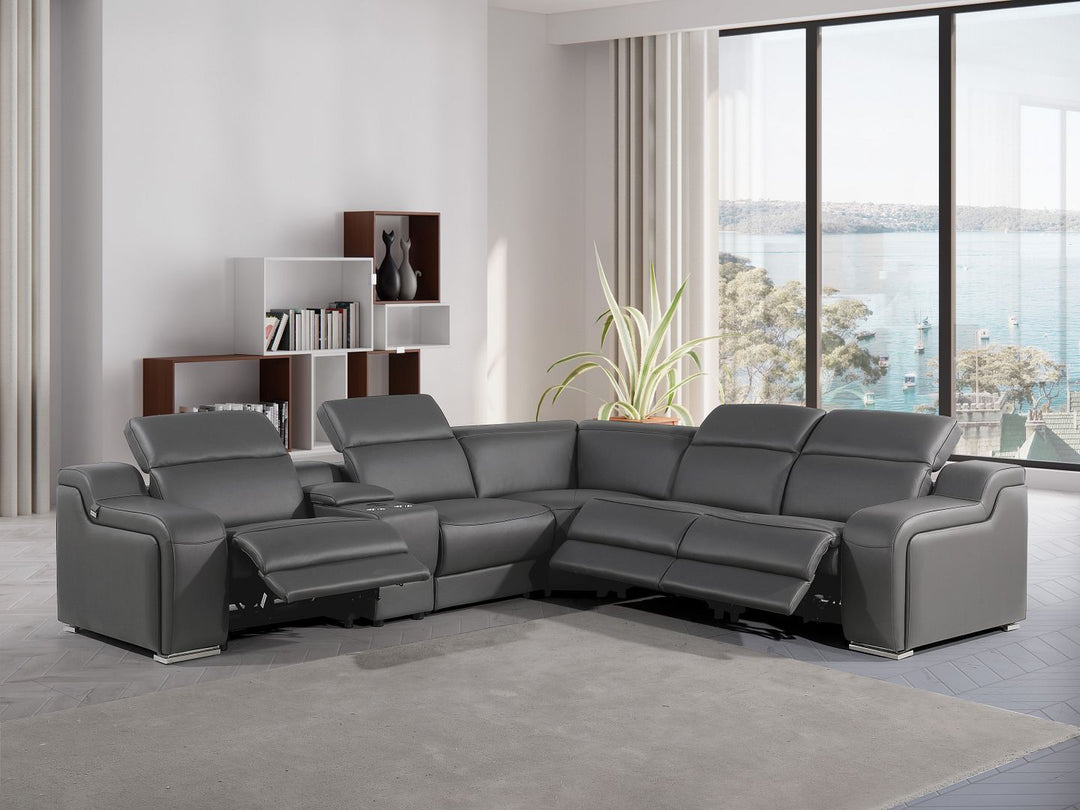 1246 - 6-Piece L-Shaped Modular Power Reclining Sectional With 3 Power Recliners And Power Headrests