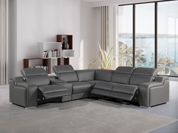 1246 - 6-Piece L-Shaped Modular Power Reclining Sectional With 3 Power Recliners And Power Headrests