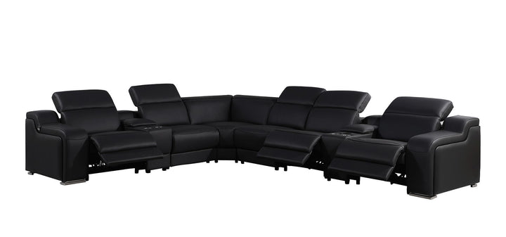 1116 - 8-Piece L-Shaped Sectional Sofa In With 3 Power Recliners &amp; Power Headrests