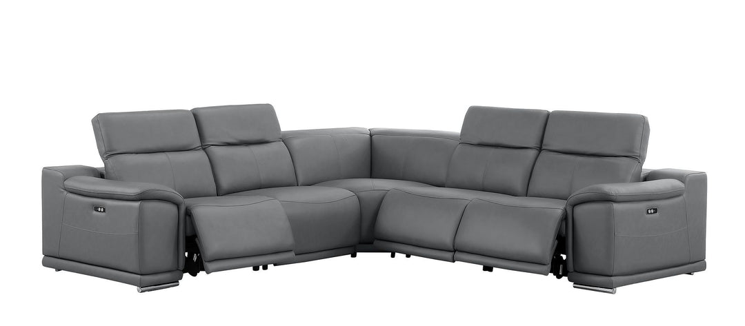 2679 - 5-Piece L-Shaped Power Reclining Sectional In Genuine Leather (3 Recliners)