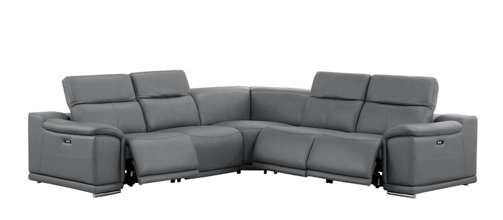 2679 - 5-Piece L-Shaped Power Reclining Sectional In Genuine Leather (3 Recliners)