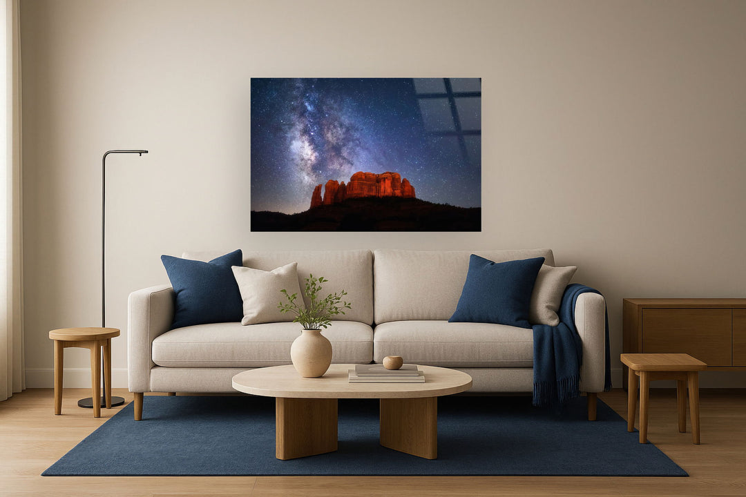 Tempered Glass With Foil - Cathedral Rock Sedona - Blue