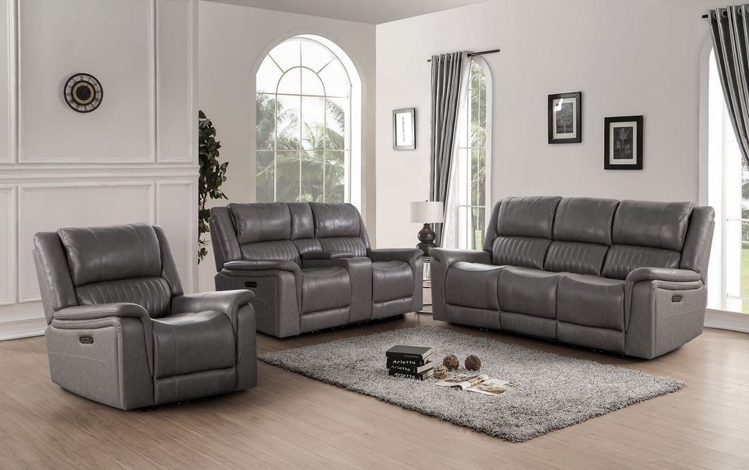 Palmer - Top Grain Italian Leather Sofa/Loveseat P2 - Elliington Grey
