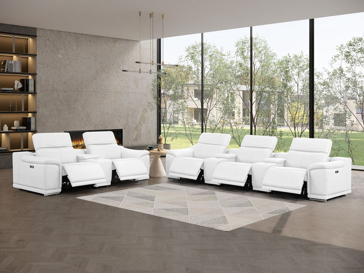 2679 - Power Reclining Sofa And Loveseat In Genuine Leather (5 Recliners With Power Headrests &amp; 3 Consoles)