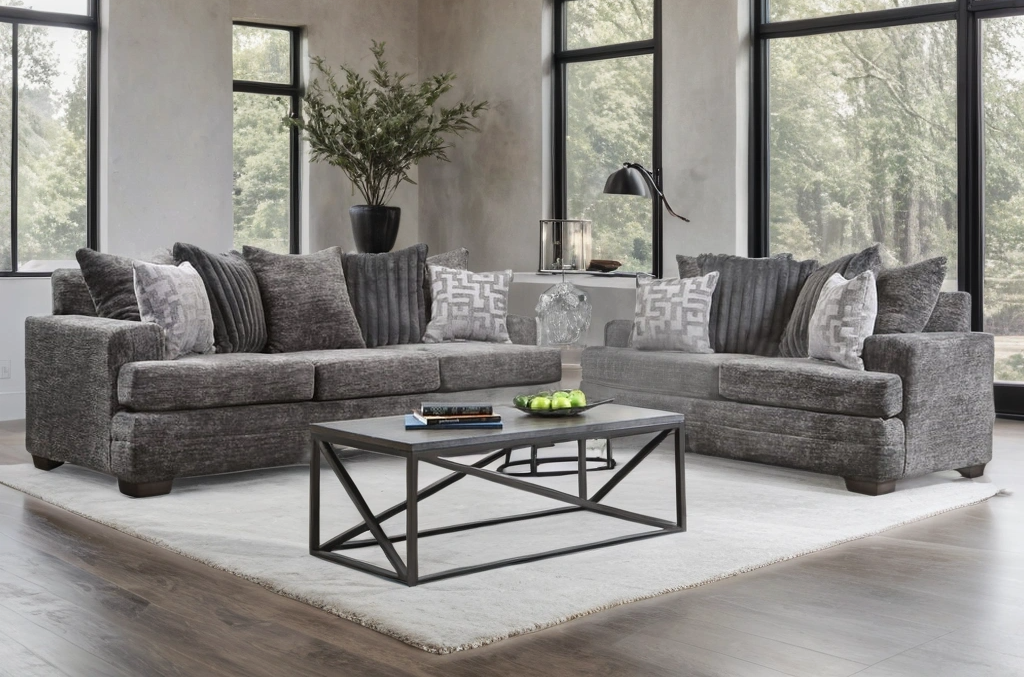 2675-07 CHARCOAL Sofa & Loveseat Set