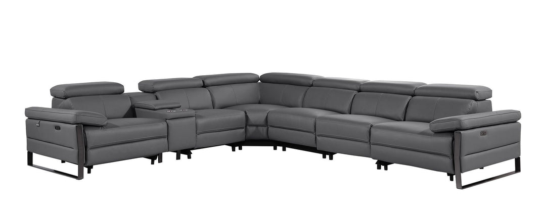 1246 - 7-Piece L-Shaped Modular Power Reclining Sectional With 3 Power Recliners And Power Headrests