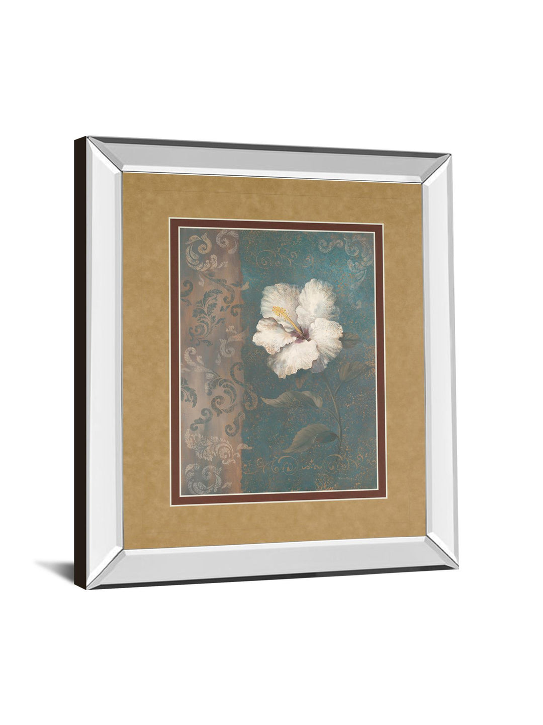 Floral Trans Il By Vivian Flasch - Mirror Framed Print Wall Art - White