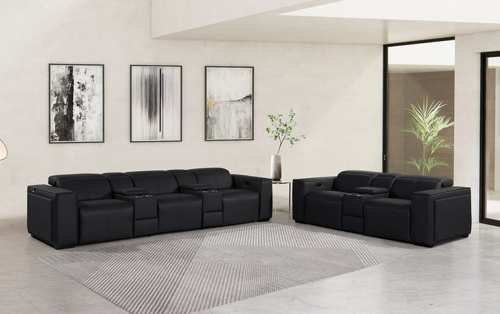 1224 - 8-Piece Modular Power Reclining Sofa & Loveseat Set In With 5 Power Recliners & Power Headrests