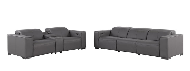 1208 - Leather Reclining Set (Sofa &amp; Loveseat With 5 Power Recliners)