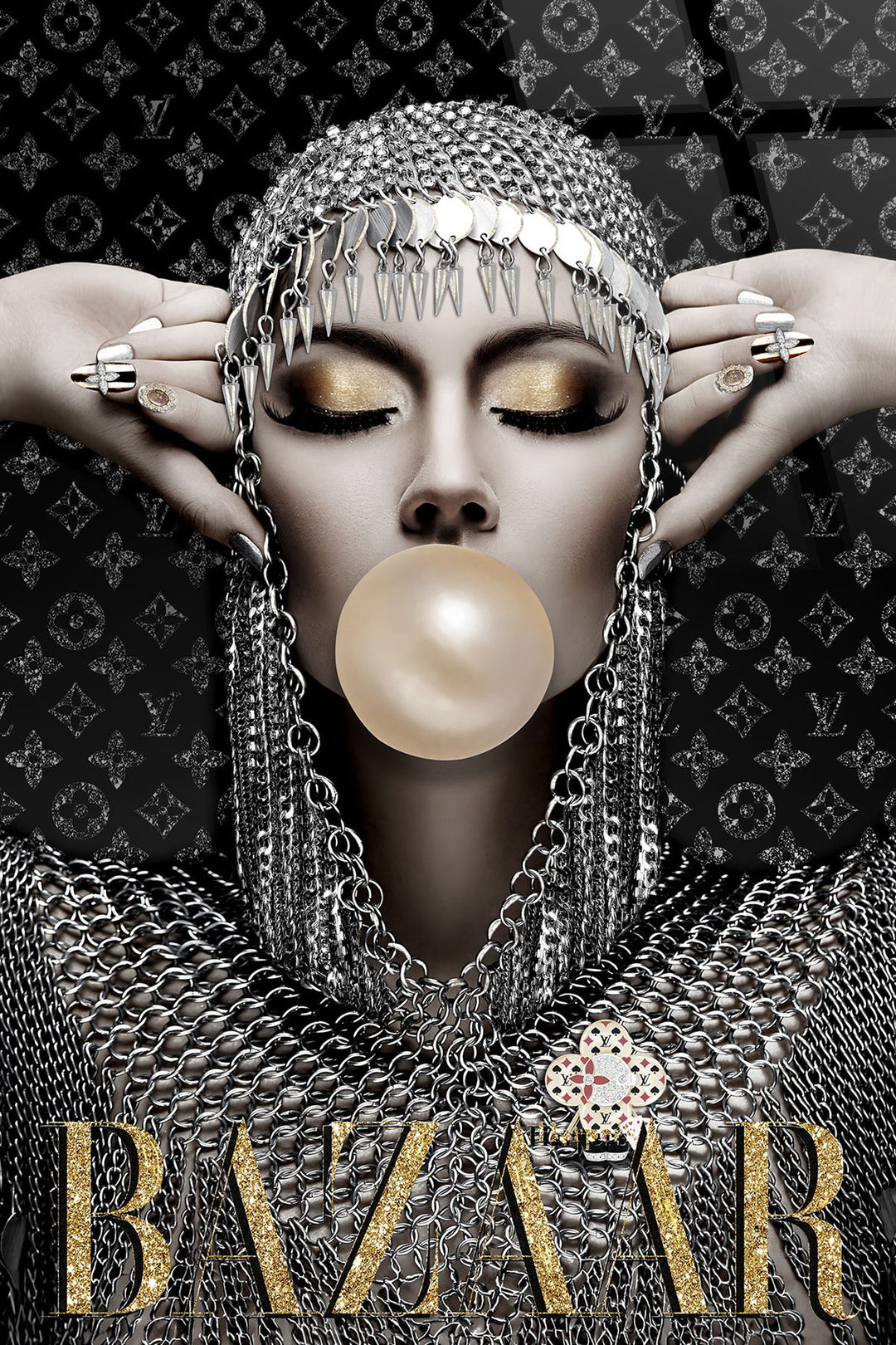 "Glamour Reverie" Tempered Glass With Foil - Metallic