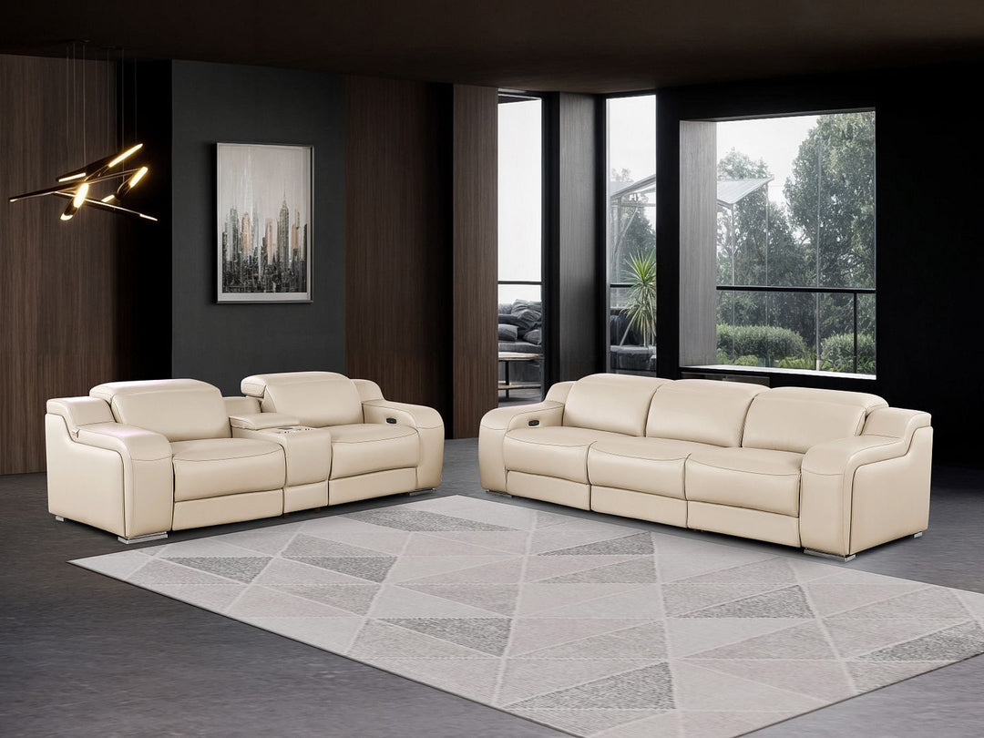 1116 - 6-Piece Modular Power Reclining Sofa And Console Loveseat Set In With 5 Power Recliners & Power Headrests