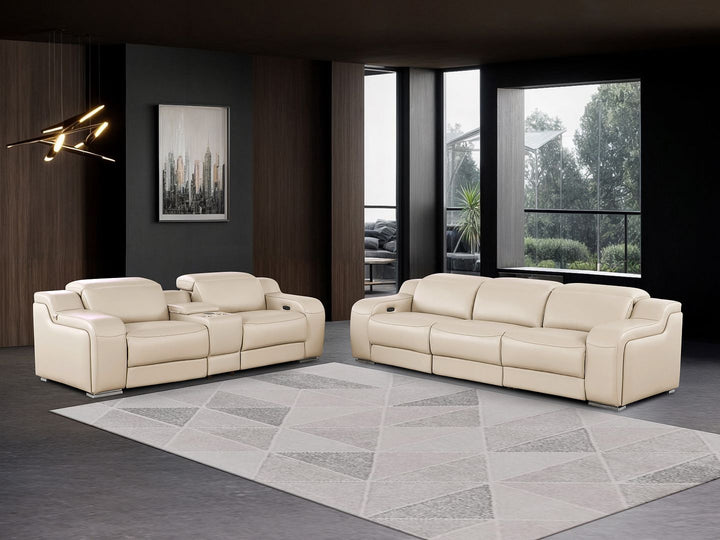 1116 - 6-Piece Modular Power Reclining Sofa And Console Loveseat Set In With 5 Power Recliners & Power Headrests