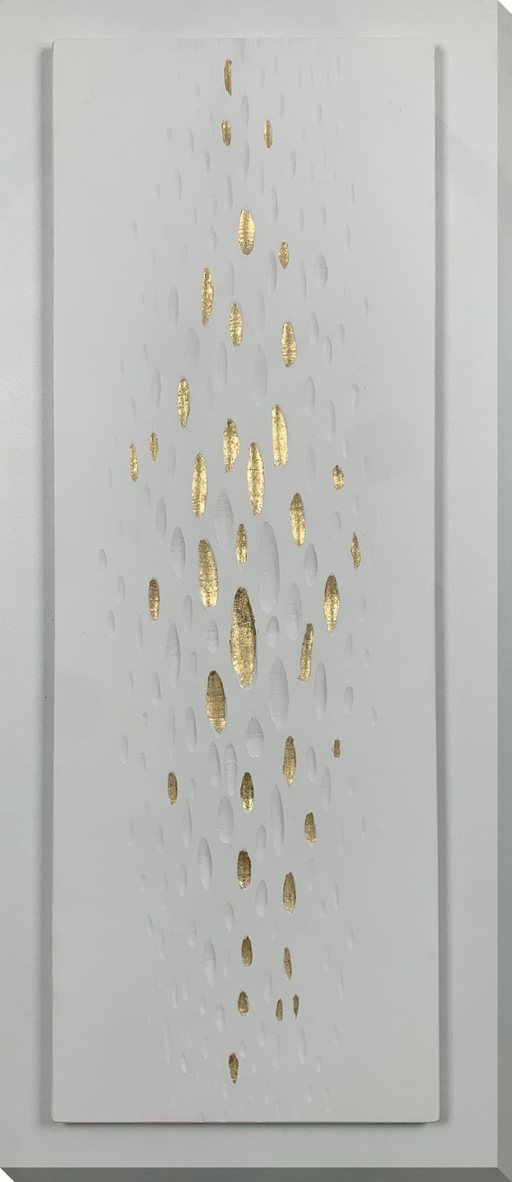 "Golden Drops" Hand-Painted Wrapped Canvas - White / Gold