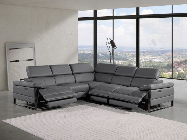 1246 - 5-Piece L-Shaped Modular Power Reclining Sectional With Power Headrests