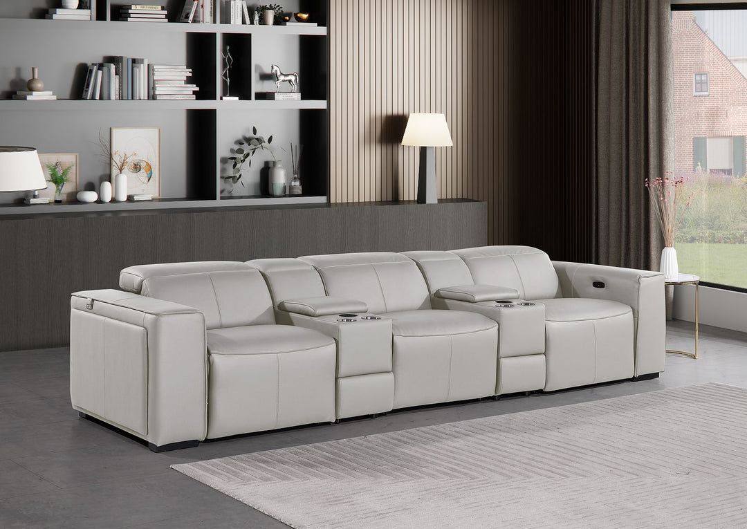 1224 - 5-Piece Modular Power Reclining Sofa In With 3 Power Recliners & Power Headrests