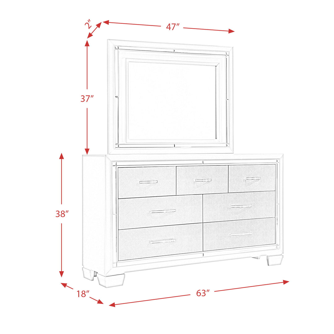 Platinum - Dresser & Mirror Set - Сhampagne