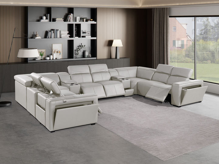 1224 - 10-Piece U-Shaped Sectional Sofa In With 4 Power Recliners &amp; Power Headrests