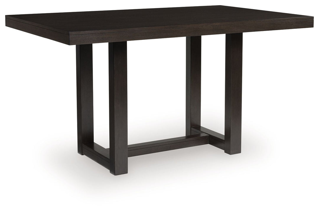 Neymorton - Dark Grayish Brown - 5 Pc. - Rectangular Dining Room Counter Table, 4 Barstools