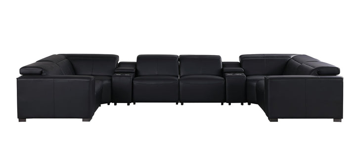 1208 - 8 Piece U Shaped Leather Sectional With 4 Power Recliners &amp; Power Headrests