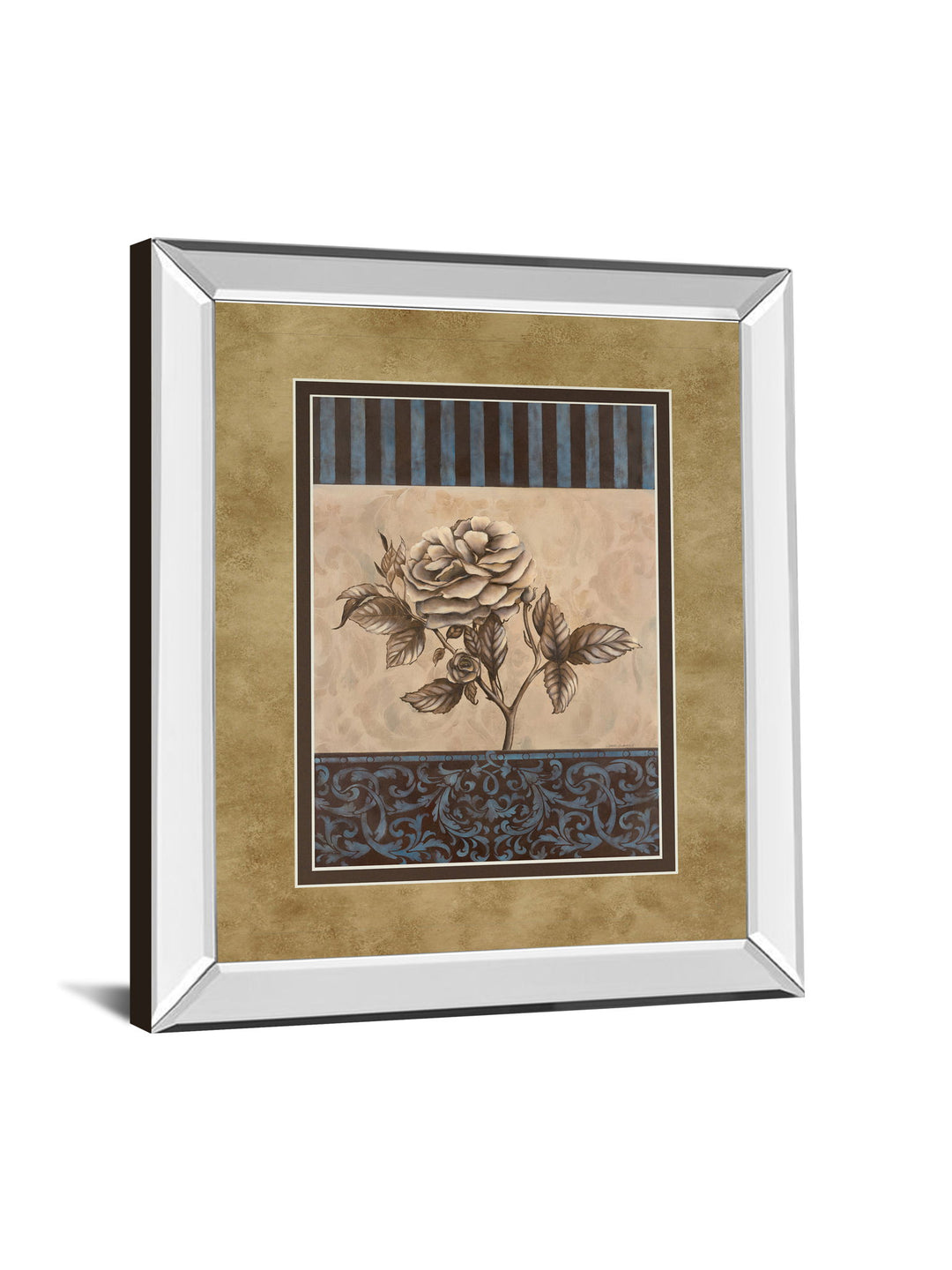Rose Refined Il By Carol Robinson - Mirror Framed Print Wall Art - Light Brown