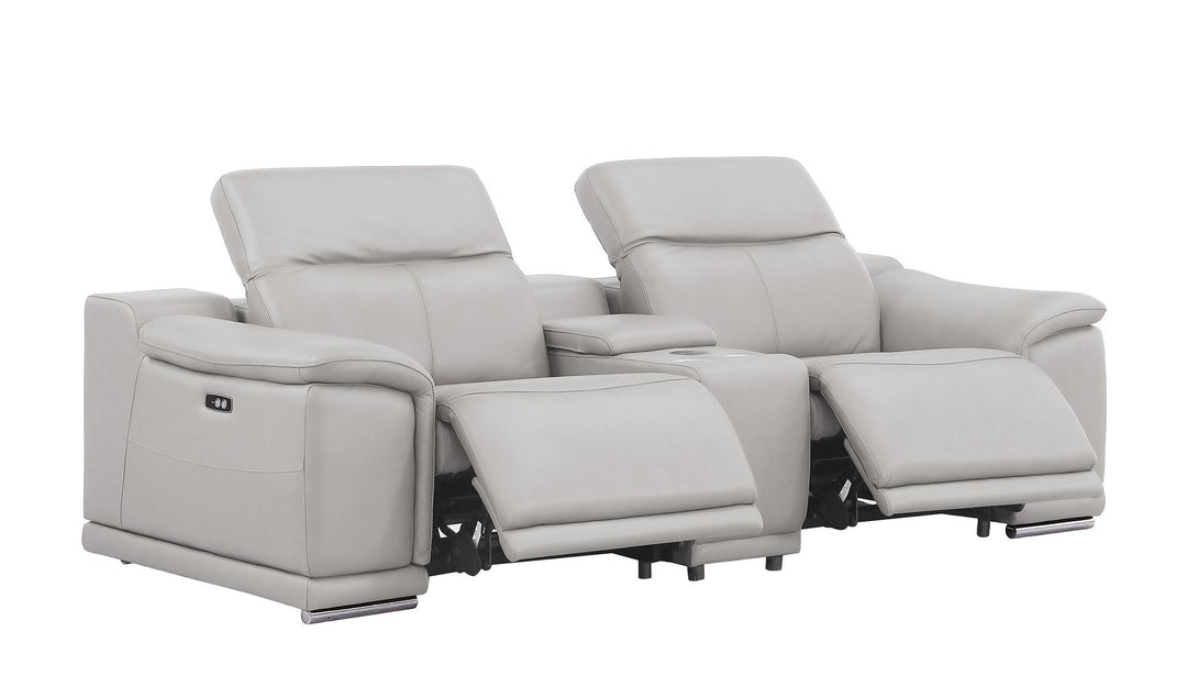2679 - Power Reclining Sofa, Console Loveseat &amp; Chair Set In Genuine Leather (5 Recliners)