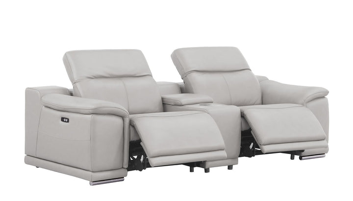 2679 - Power Reclining Sofa, Console Loveseat &amp; Chair Set In Genuine Leather (5 Recliners)