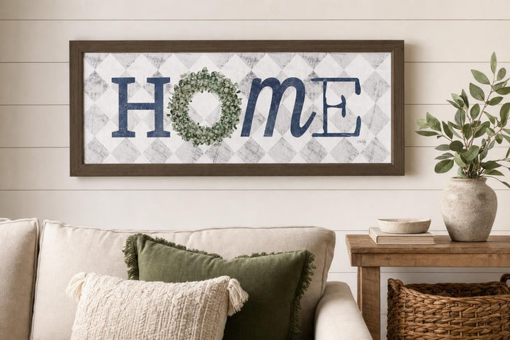18x42 Home With Eucalyptus Wreath I By Marla Rae - Gray