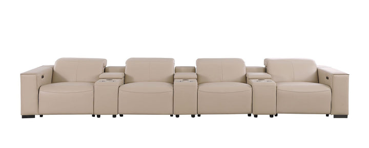 1208 - 7 Piece Leather Sofa With 4 Power Recliners And Power Headrests
