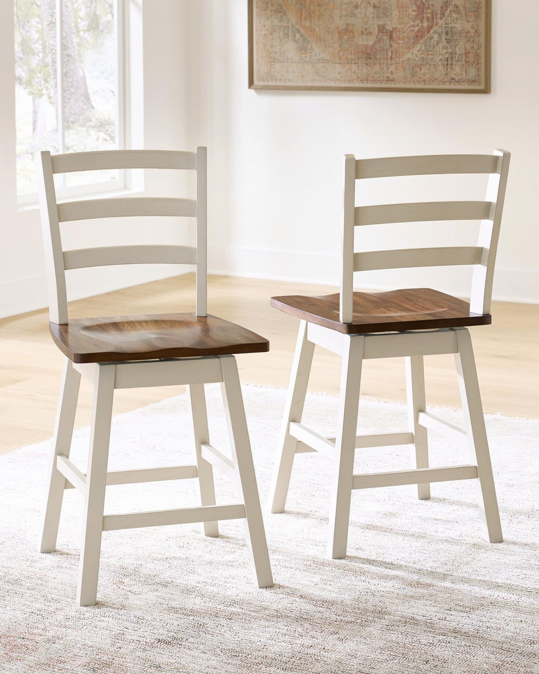 Brinfern - Swivel Stool (Set of 2) - Brown / Antique White