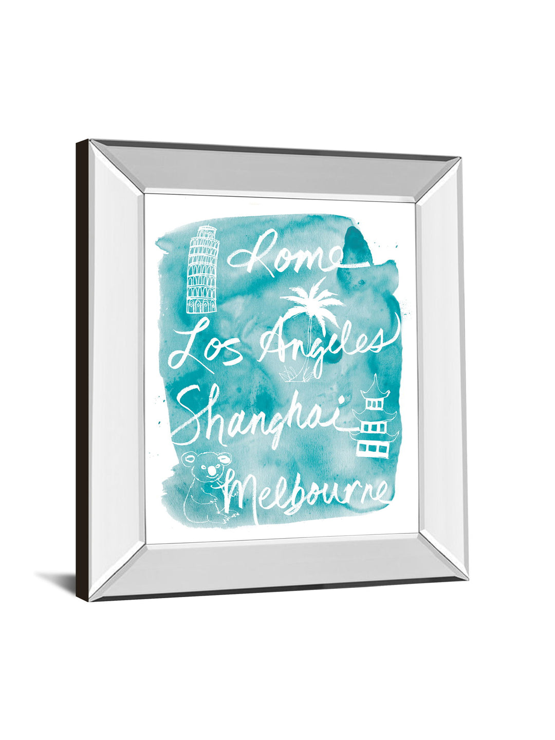 Sightseeing Il By Lottie Fontaine - Mirror Framed Print Wall Art - Light Blue