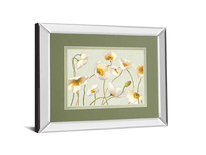 Bright Poppies By Novak - Mirror Framed Print Wall Art - Beige