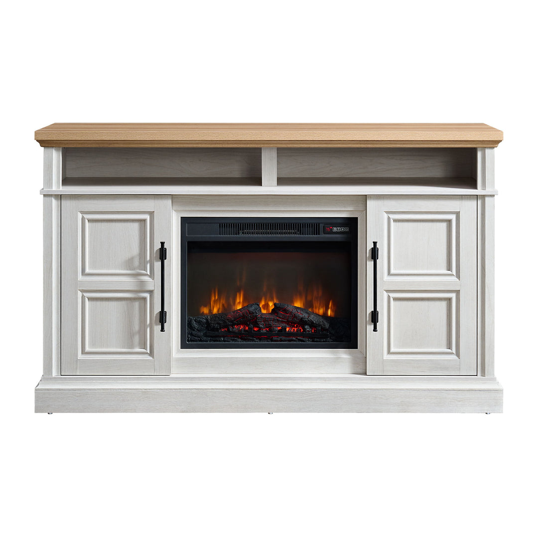 Villa - Console With 23" Fireplace Insert - White &amp; Natural